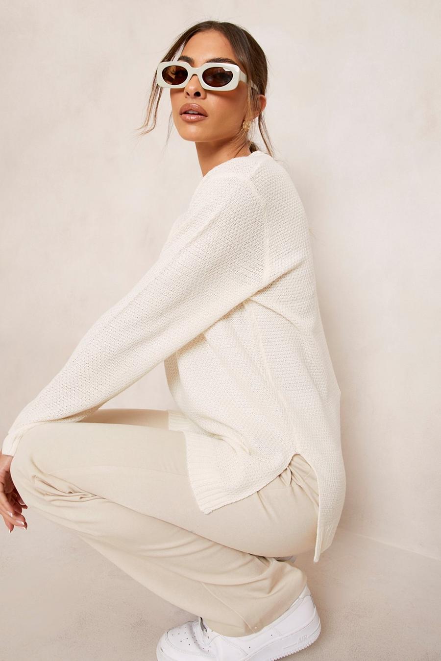 Ecru white Recycled Lightweight Sweater