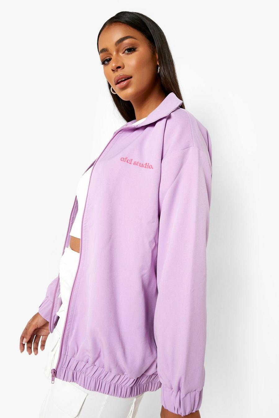 Bestickte Oversize Coach-Jacke, Lilac image number 1
