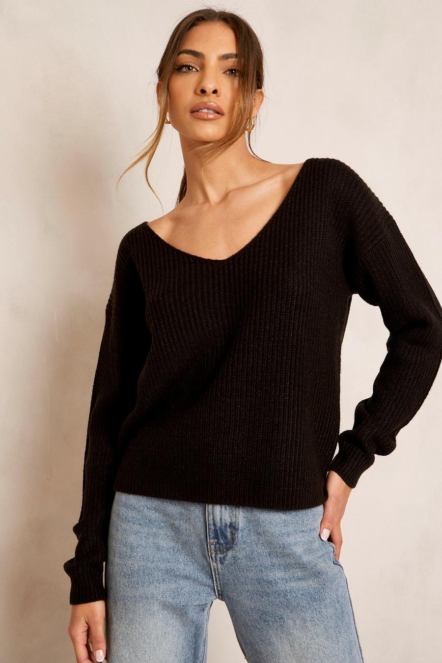 Black V Neck Sweater image number 1