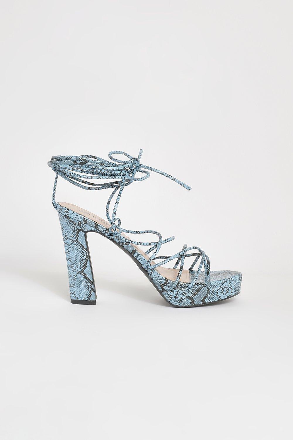 Lace up snake print cheap heels