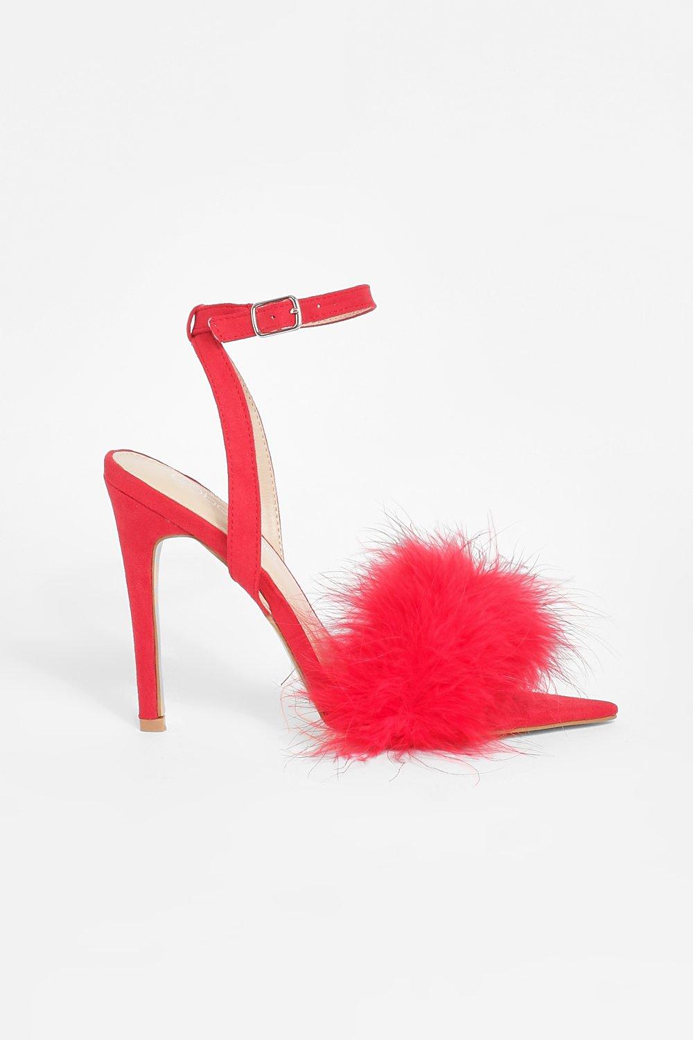 Fluffy barely there clearance heels