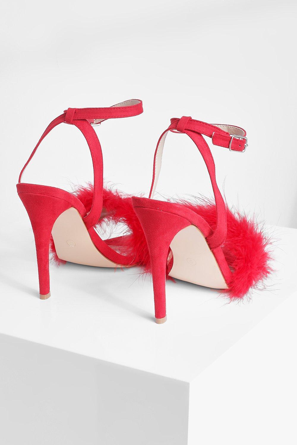 Red heels with feathers sale