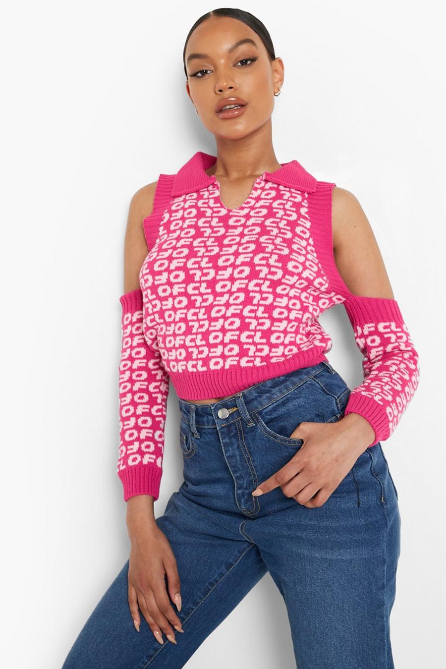 Pink Offcl Cut Out Cold Shoulder Sweater image number 1