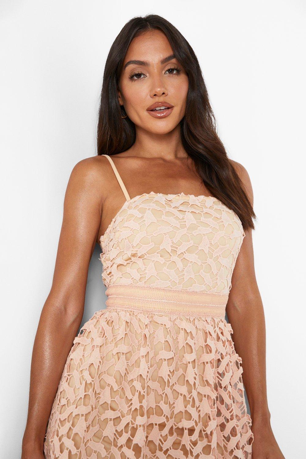 Corded lace detail midi cheap skater dress