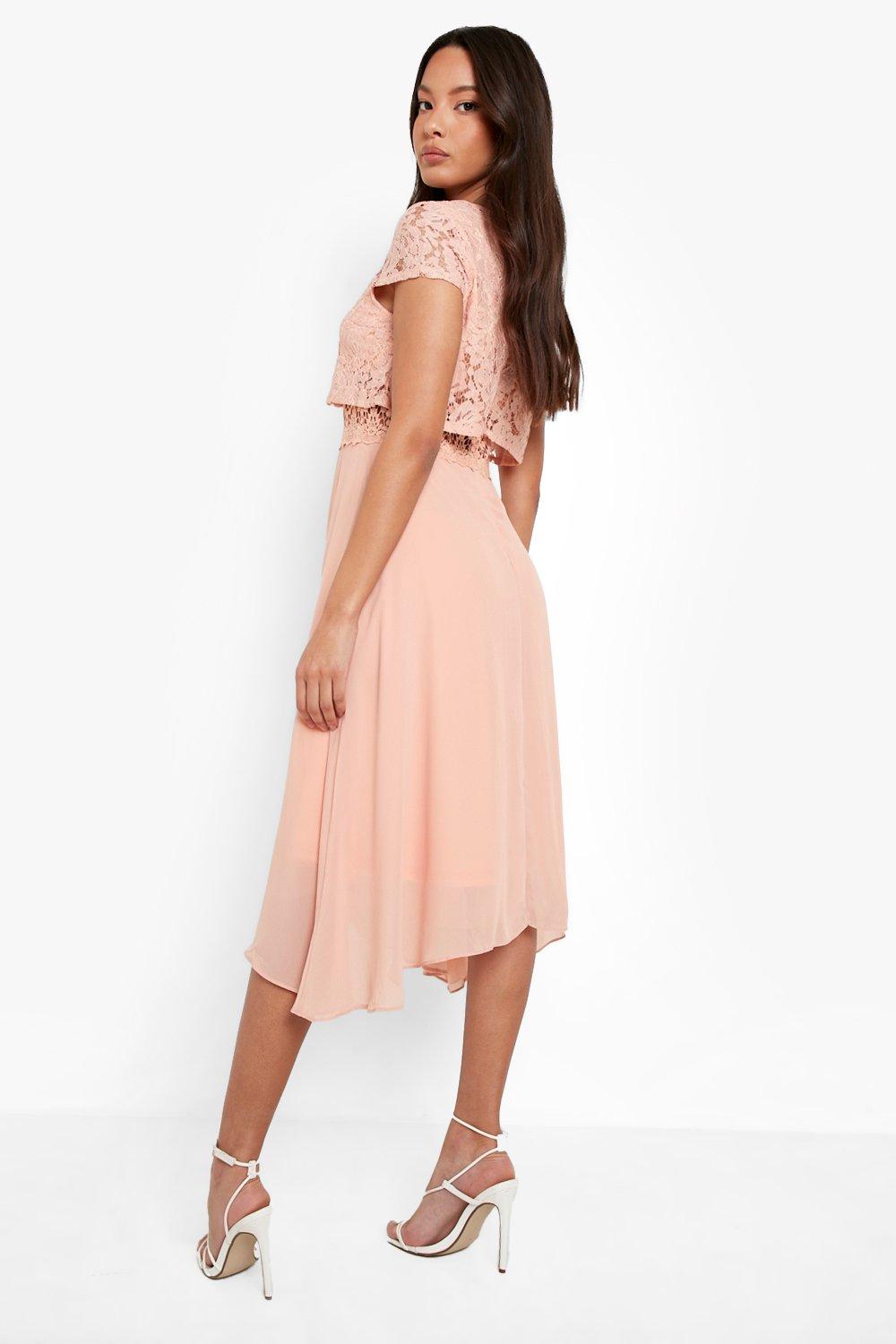 Boohoo lace top cheap chiffon skater dress