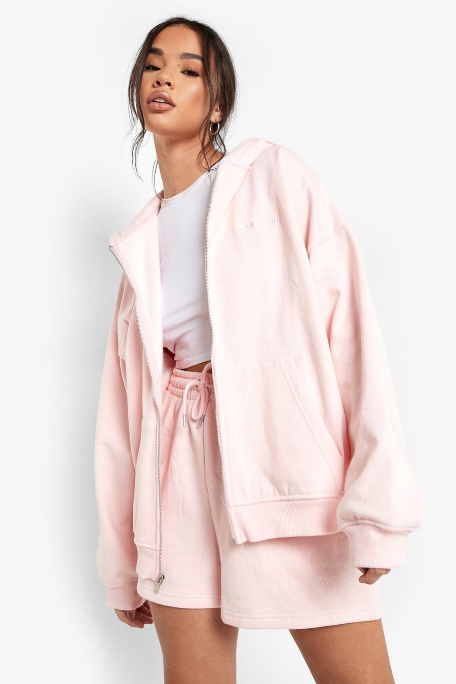 Recycelter Premium-Hoodie mit Reißverschluss, Light pink rosa