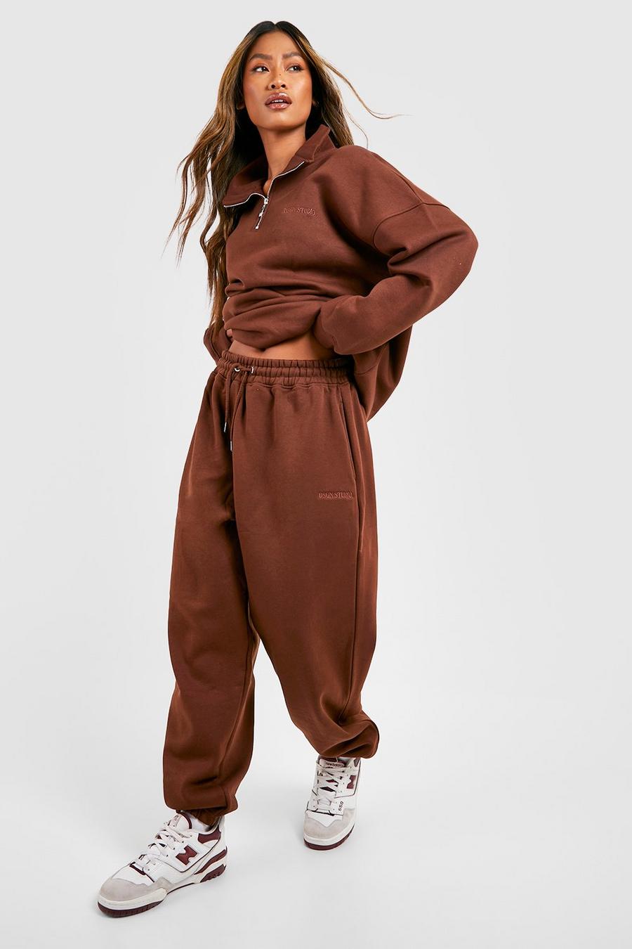 Chocolate brown Premium Oversized Track Pants image number 1