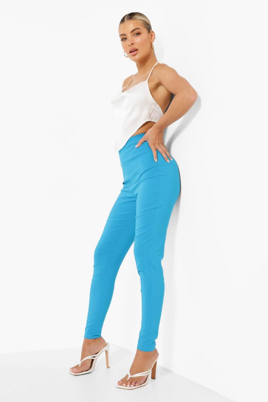 Pantaloni skinny elasticizzati con cuciture sul davanti , Blu cobalto image number 1