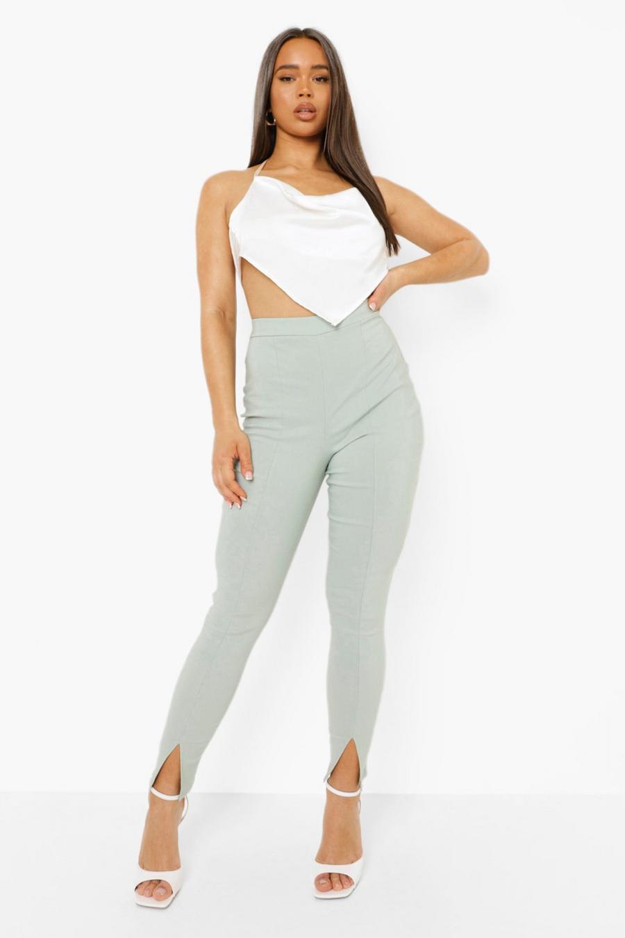 Sage Seam Split Front Skinny Stretch Trousers image number 1