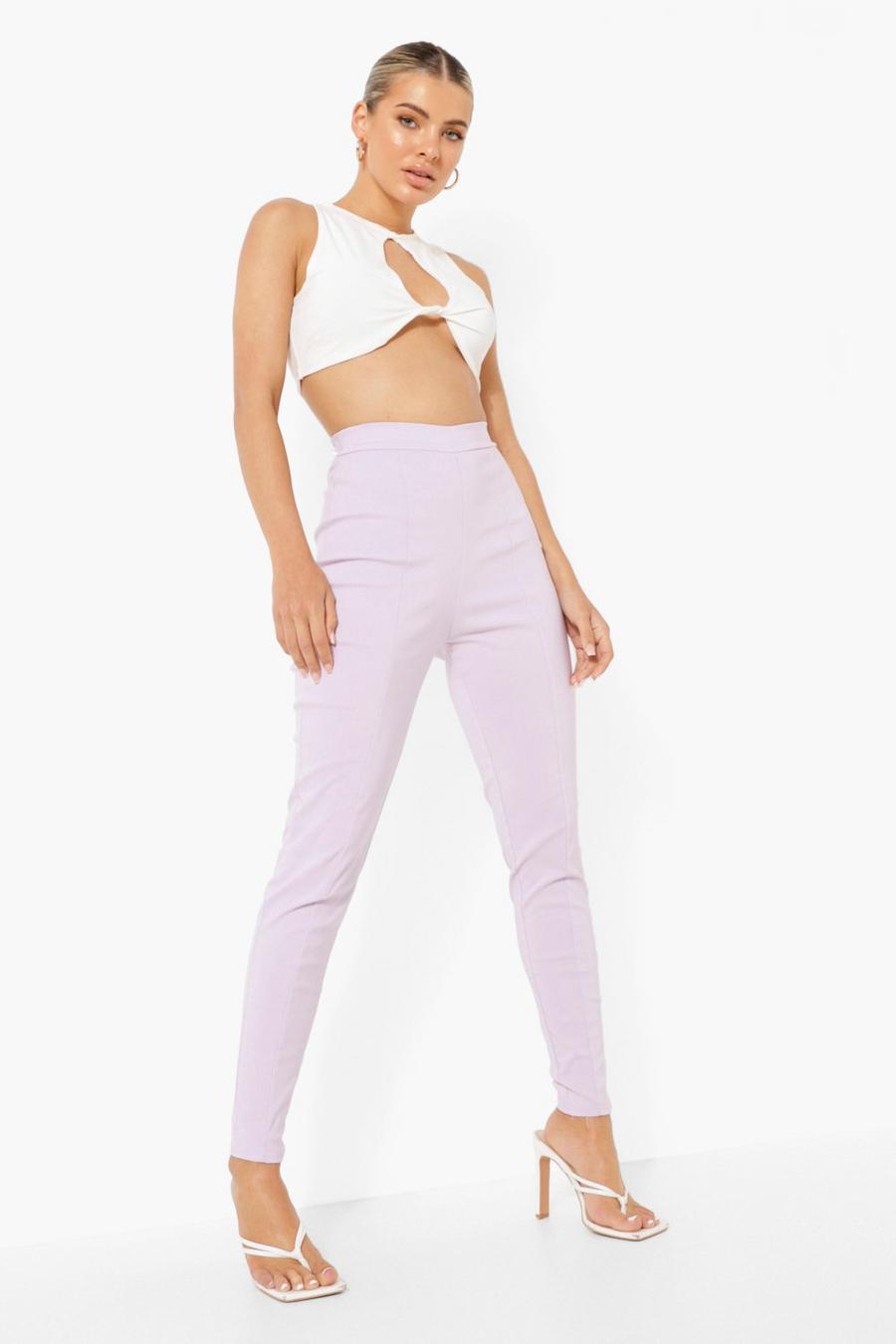 Lilac Seam Front Skinny Stretch Pants image number 1