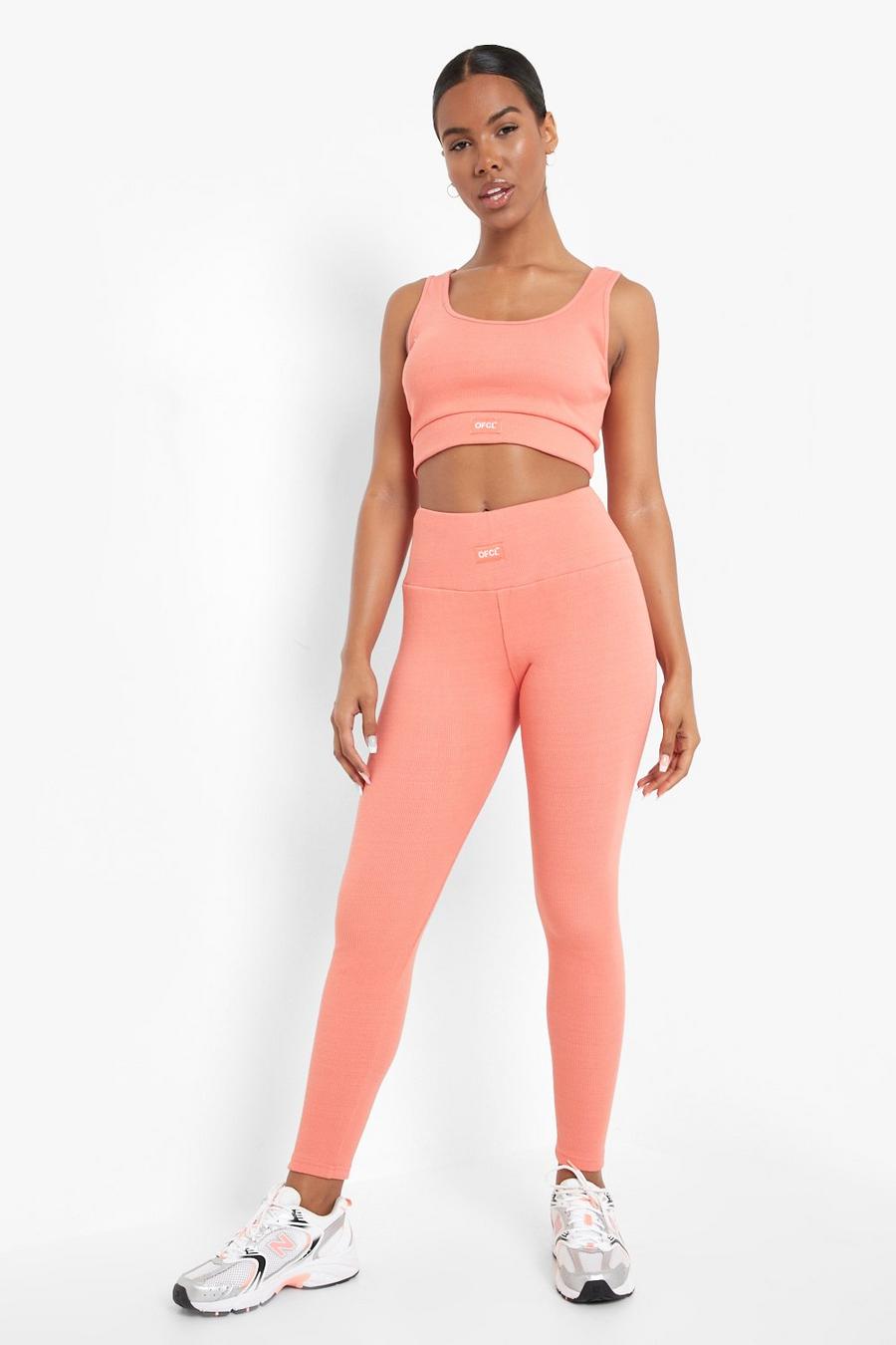 Peach Ofcl Premium Ribbed Gym Leggings image number 1
