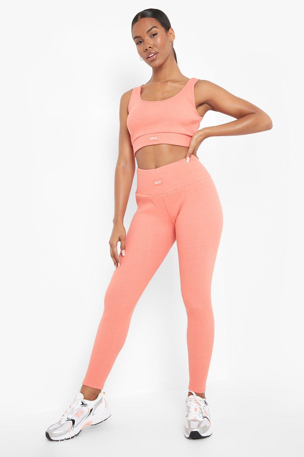 Ribbed Leggings Set in Peach