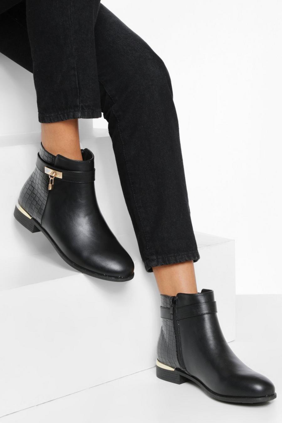 Black svart Wide Fit Zip Detail Chelsea Boots