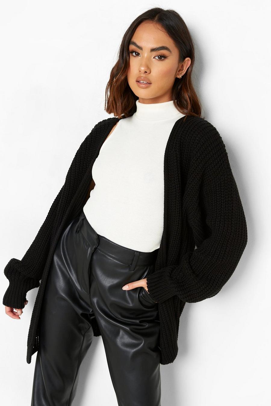 Black Chunky Slouchy Cardigan image number 1
