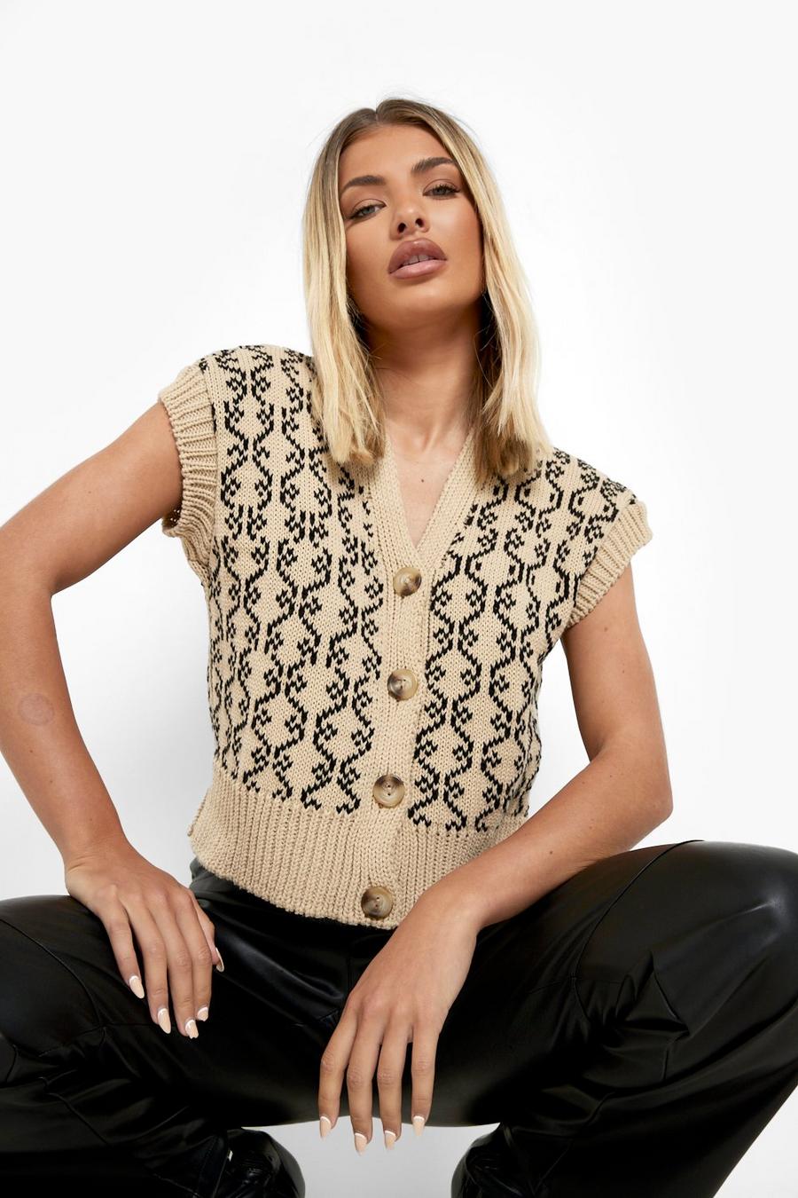 Stone Knitted Crop Sleeveless Tank image number 1