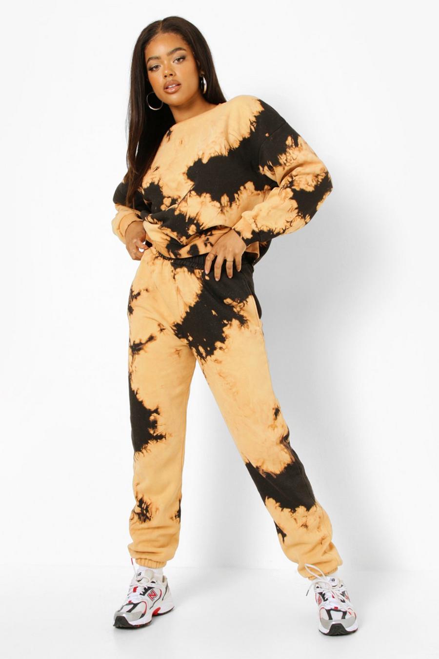 Black Bleached Tie Dye Oversized Joggers image number 1