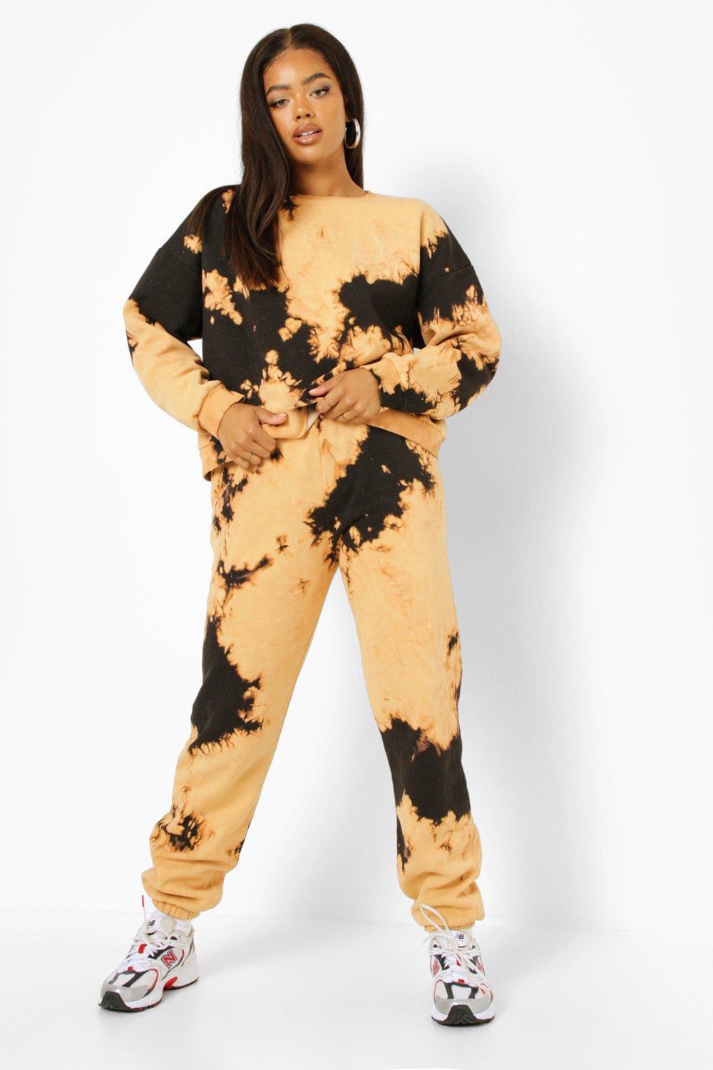 Women s Bleached Tie Dye Oversized Joggers Boohoo UK