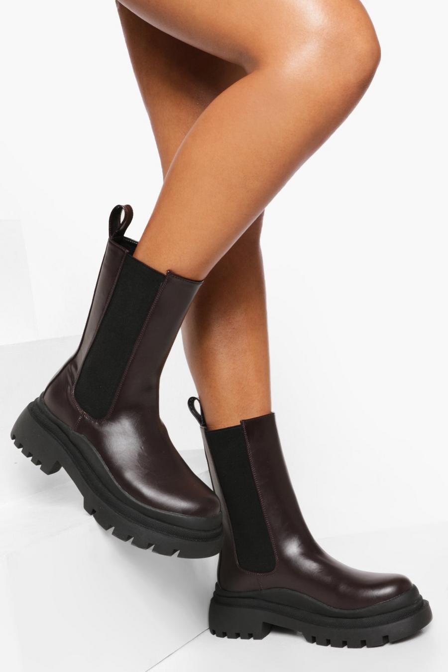 Chocolate Chunky Chelsea Boots image number 1