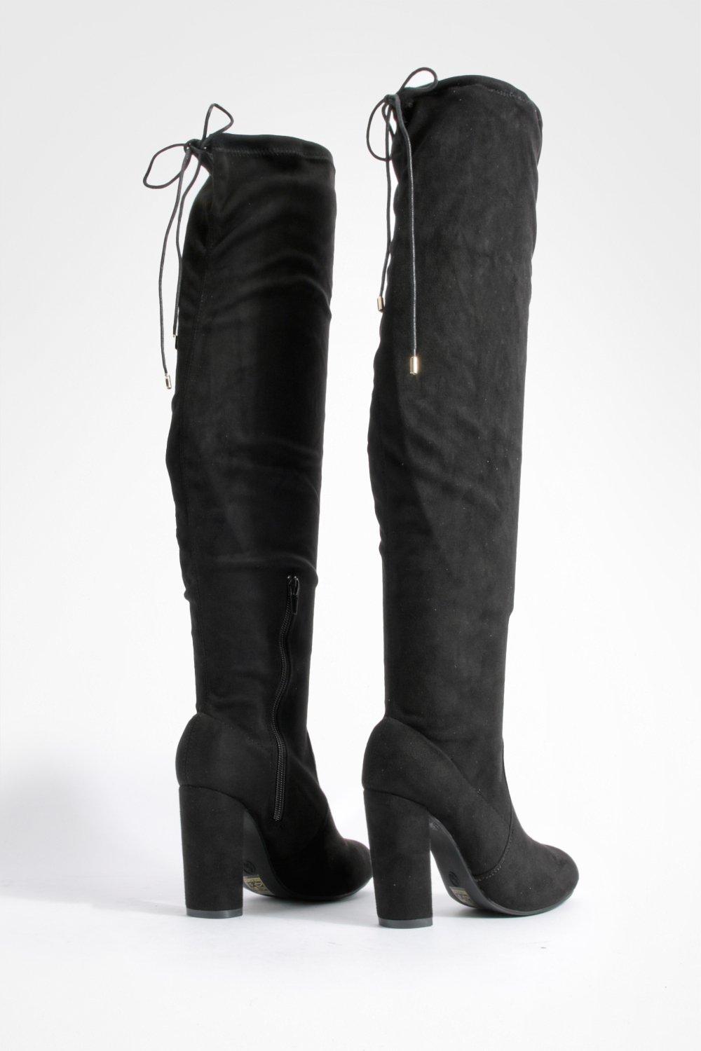 Block thigh high boots store