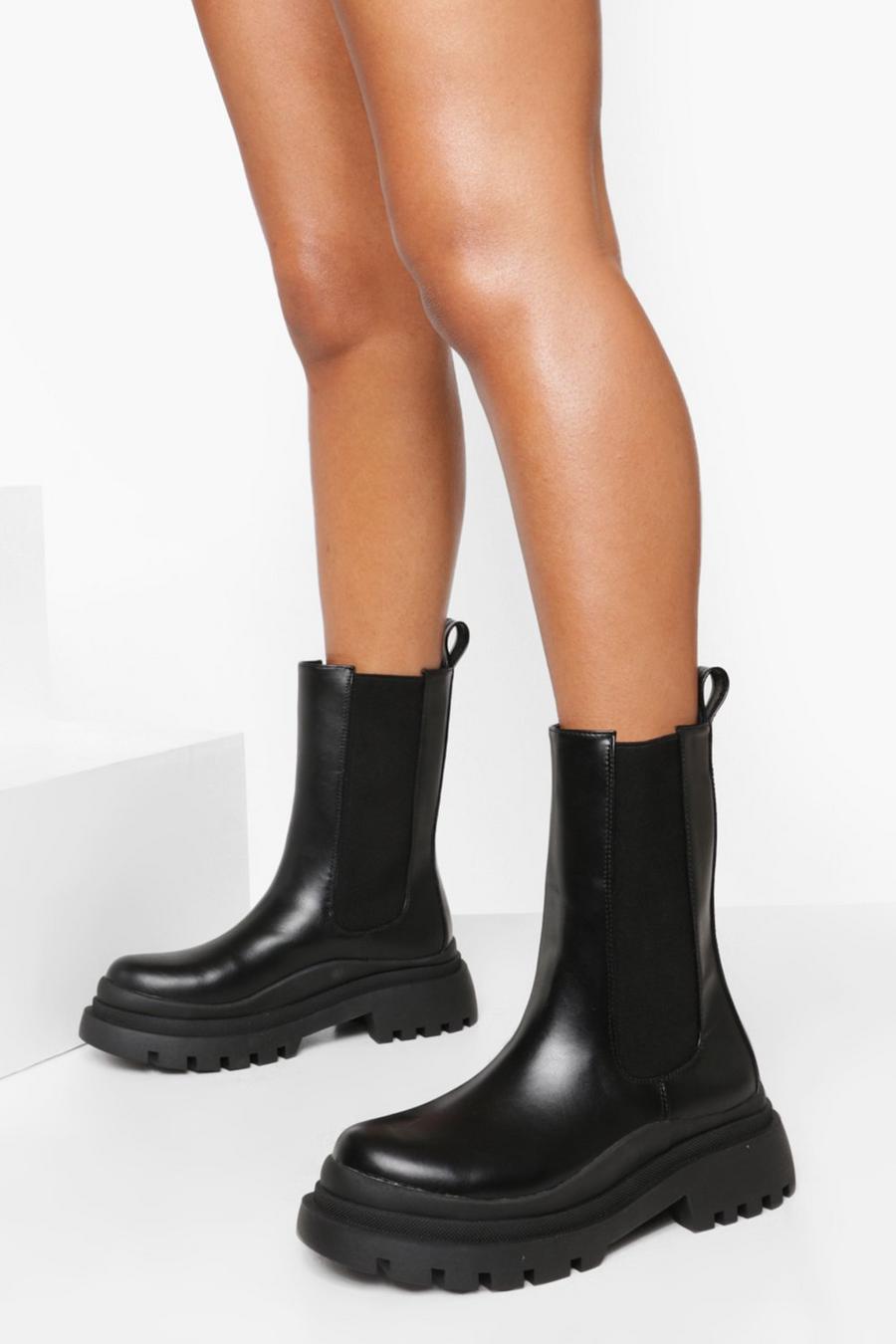 Black Chunky chelseaboots med bred passform image number 1