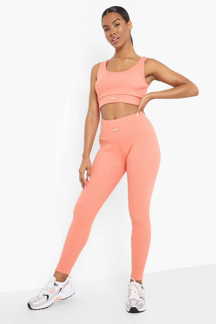 Peach Ofcl Premium Ribbed Gym Crop image number 1
