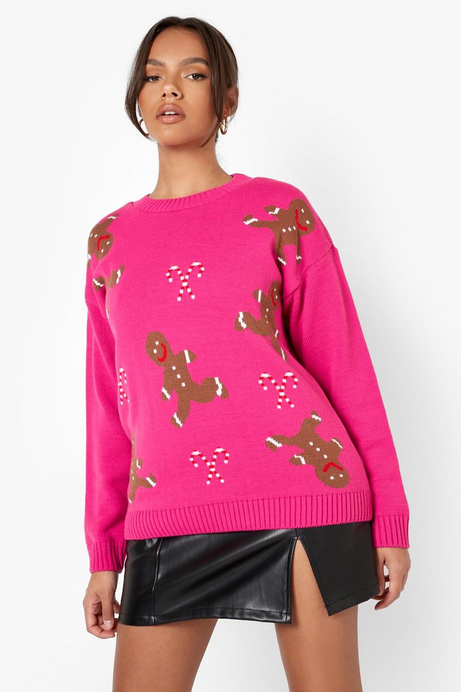 Pink Gingerbread Christmas Sweater image number 1