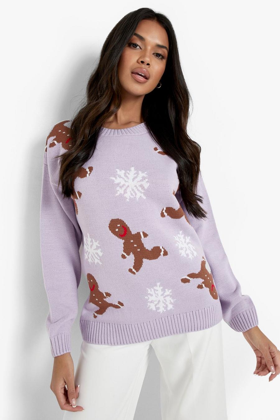 Lilac Gingerbread Christmas Sweater