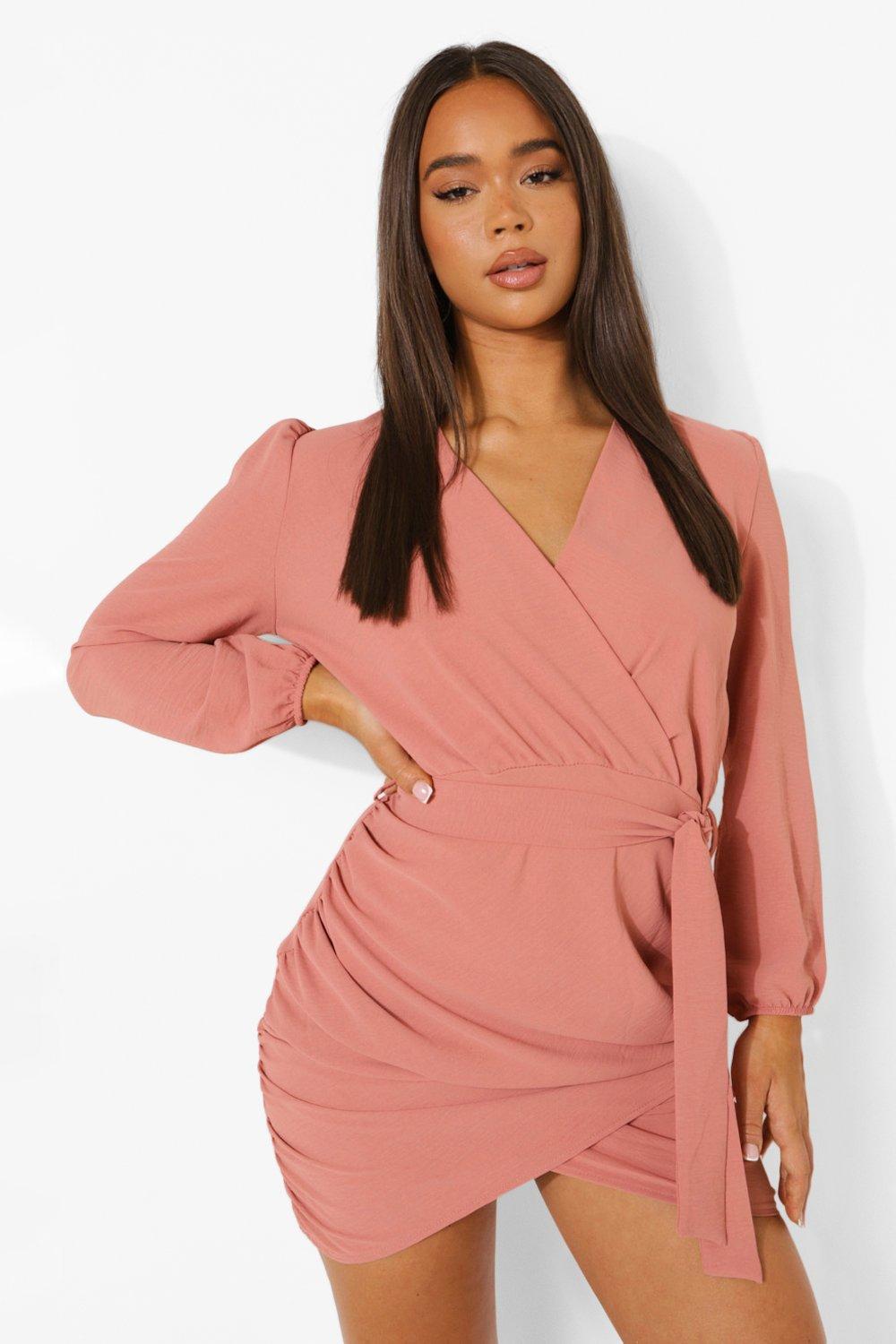 Women s Wrap Midi Dress Boohoo UK