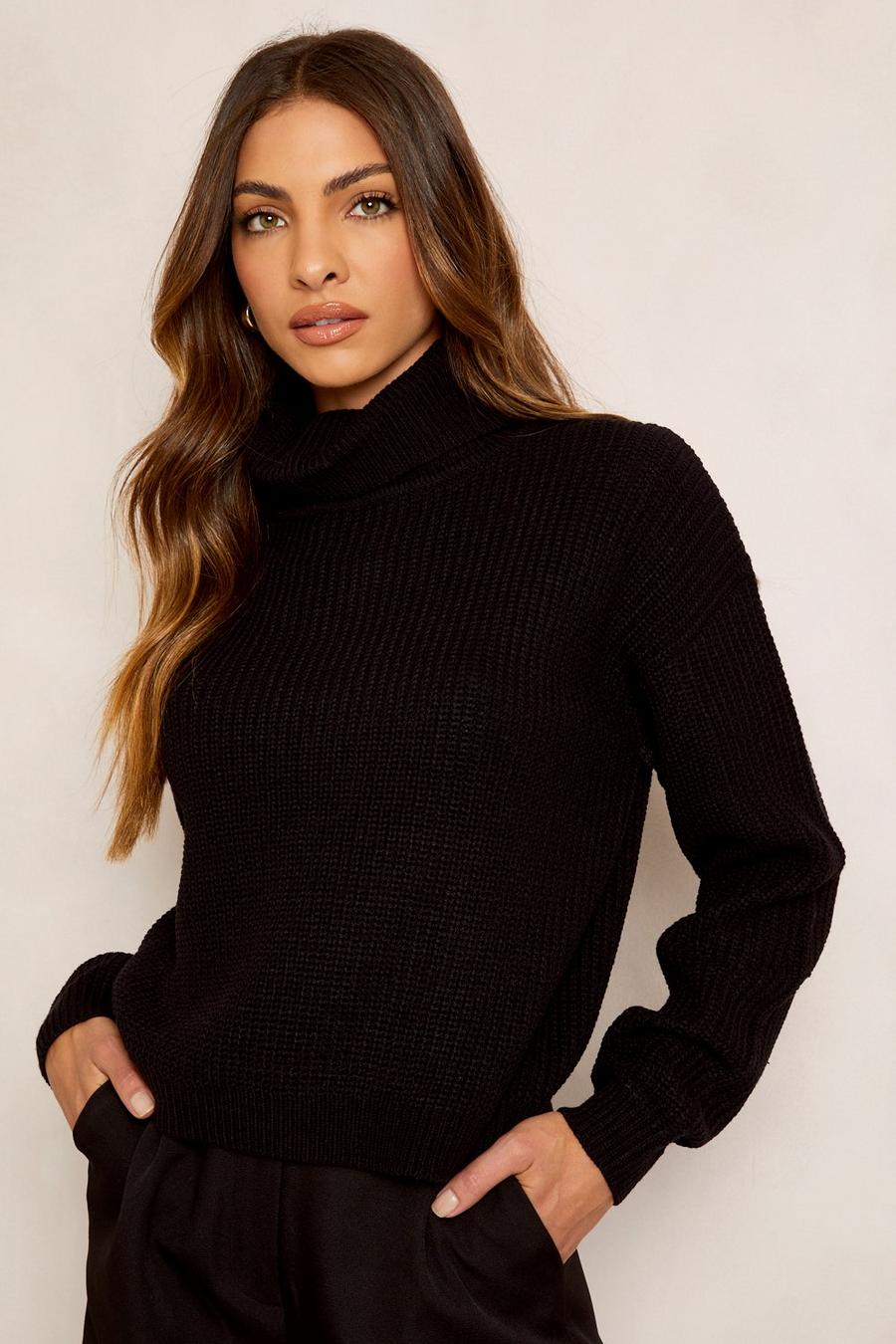 Black Recycled Turtleneck Sweater image number 1