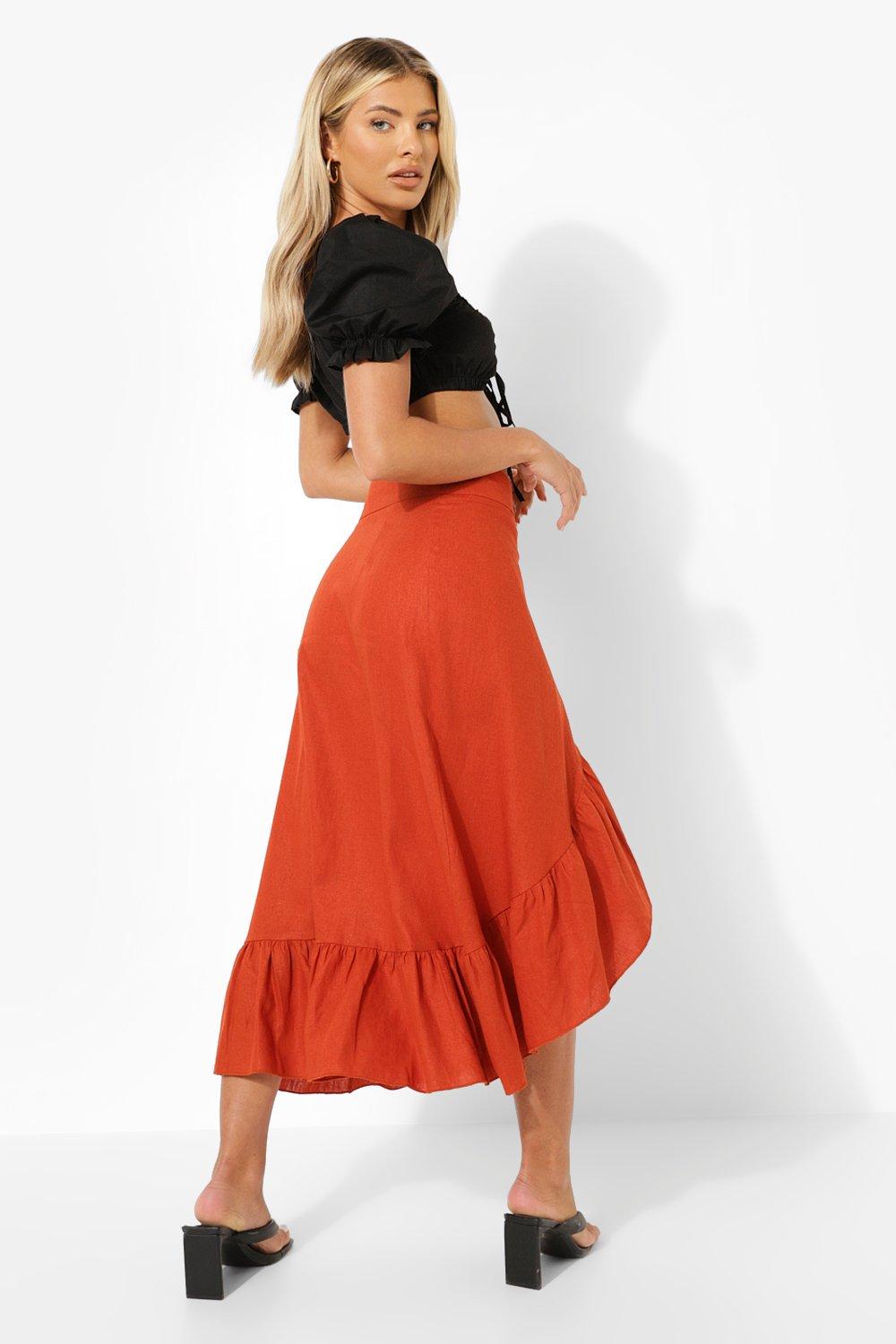 Ruffle wrap clearance skirt midi