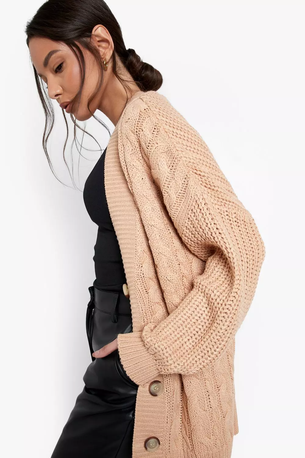 Boohoo cable shop knit cardigan