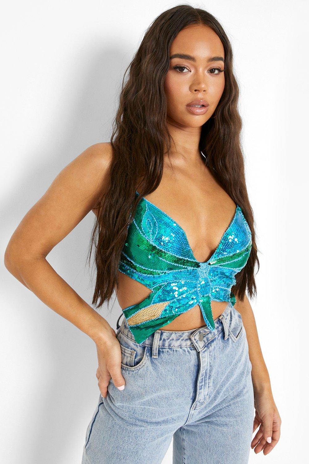 Sequin best sale butterfly top