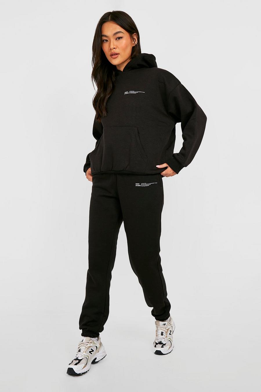 Black Official Text Hooded Tracksuit image number 1