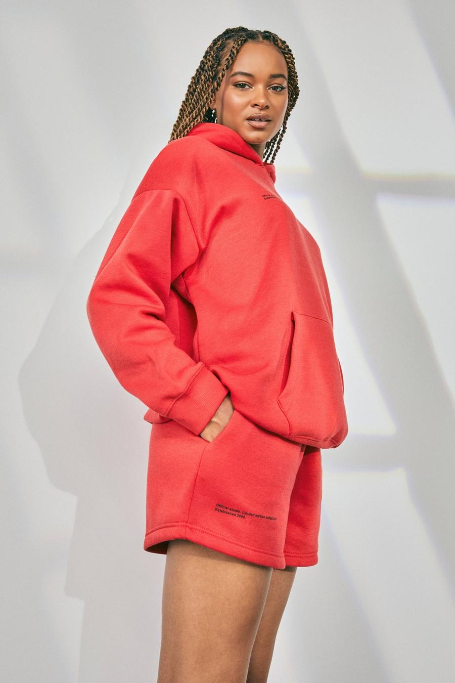 Red Official Studio Text Short Tracksuit image number 1