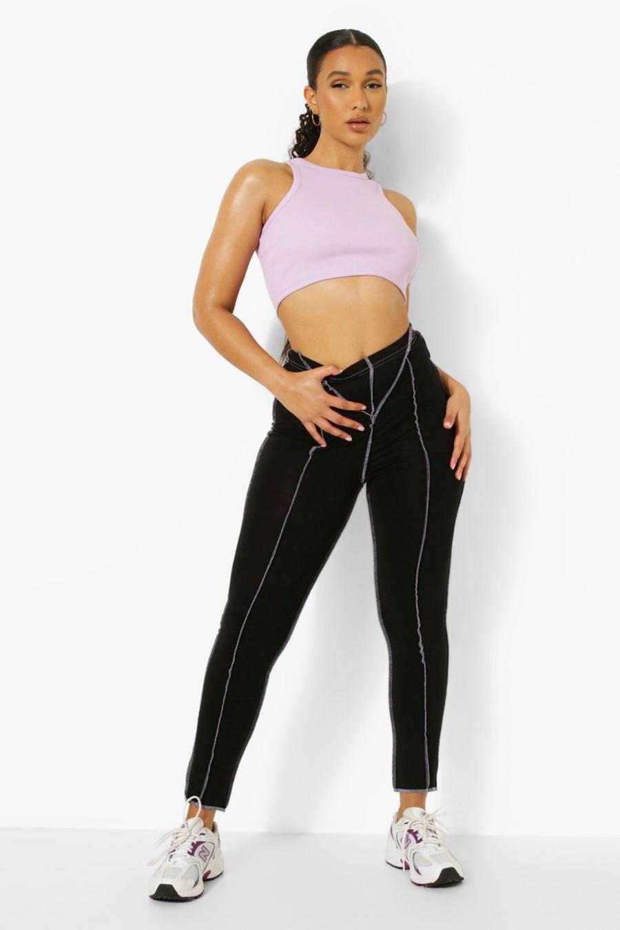 Lilac Exposed Seam High Waisted Leggings image number 1