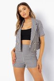 Black Pastel Check Button Tailored Shorts