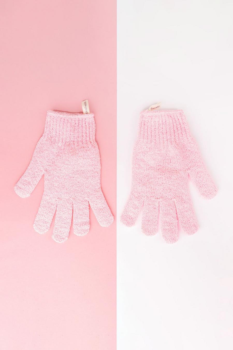 Pink rose Brushworks Exfoliating Gloves