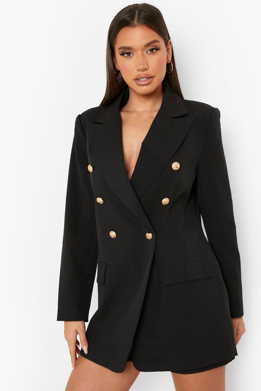 Black Tailored Fitted Double Breasted Blazer image number 1