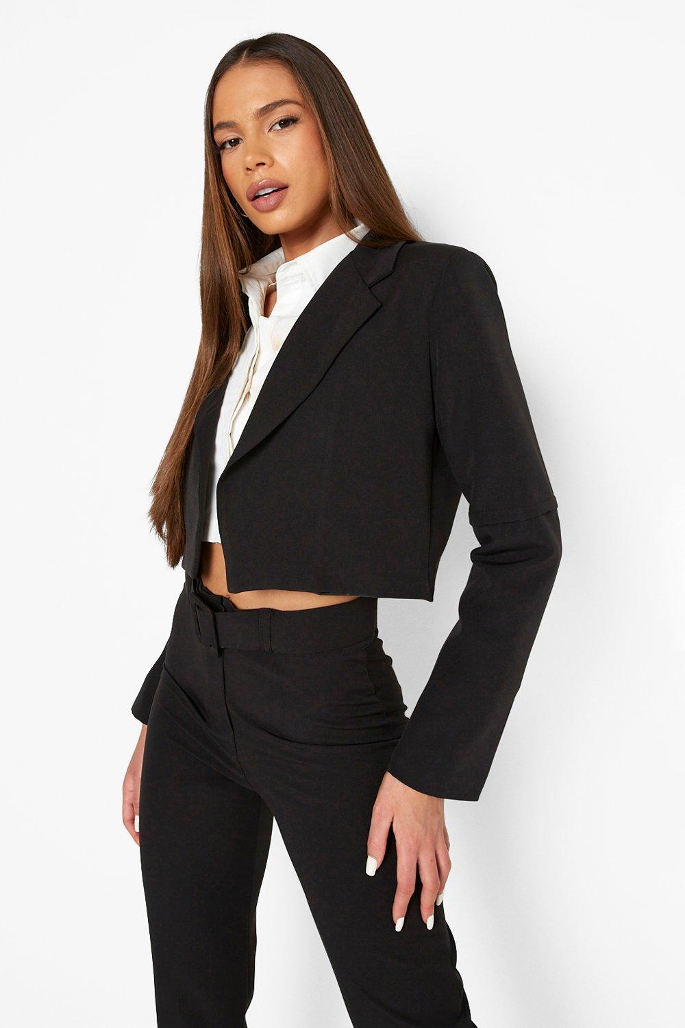 Black Tailored Cropped Blazer