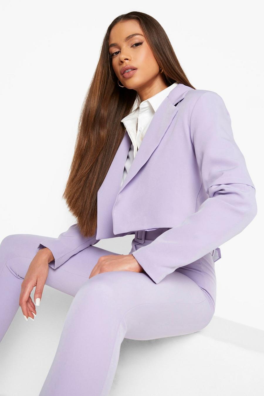 Lilac Tailored Cropped Blazer image number 1