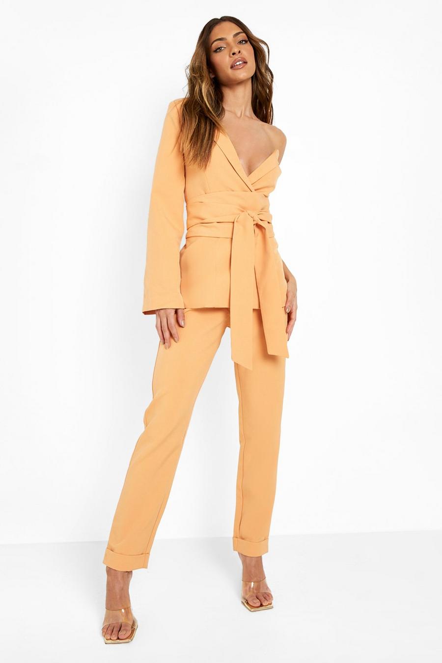 Peach Tailored Slim Fit Trousers image number 1