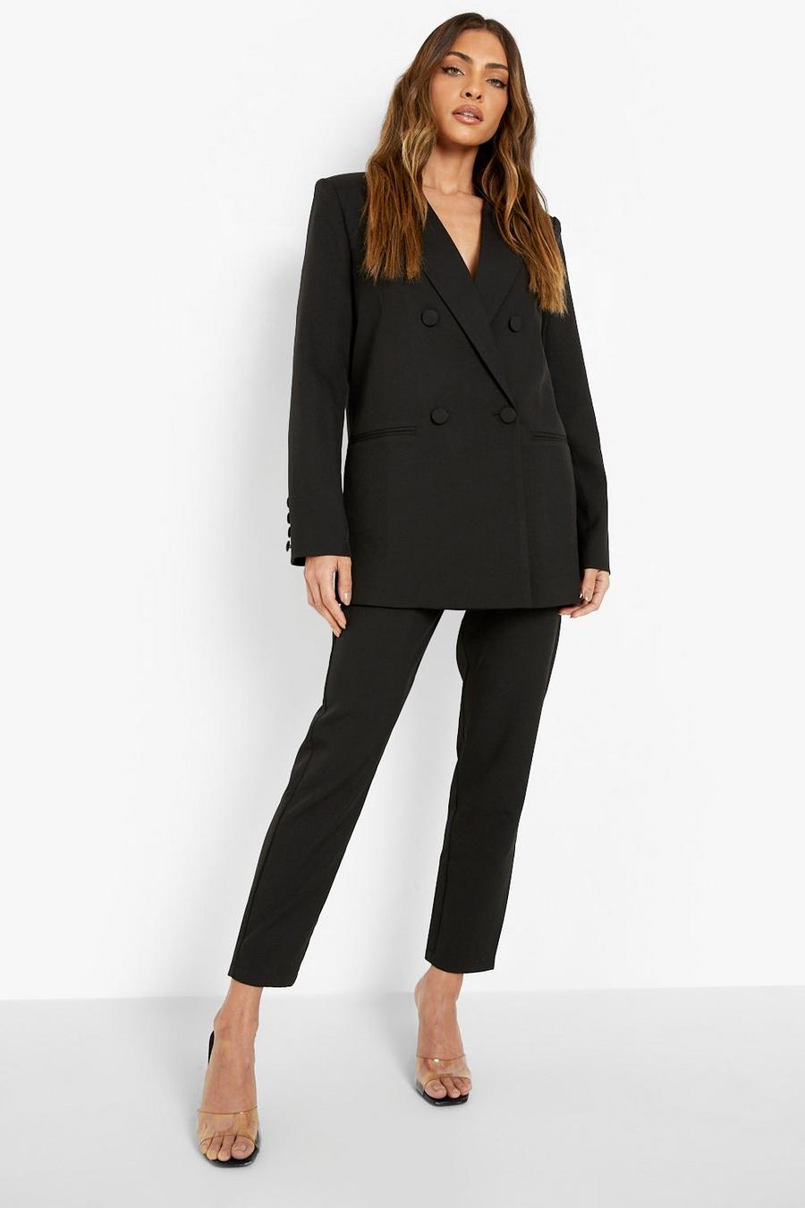 Black Tailored Ankle Grazer Trousers image number 1