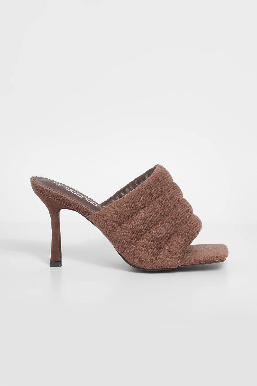 Wide Fit Padded Towelling Mule boohoo