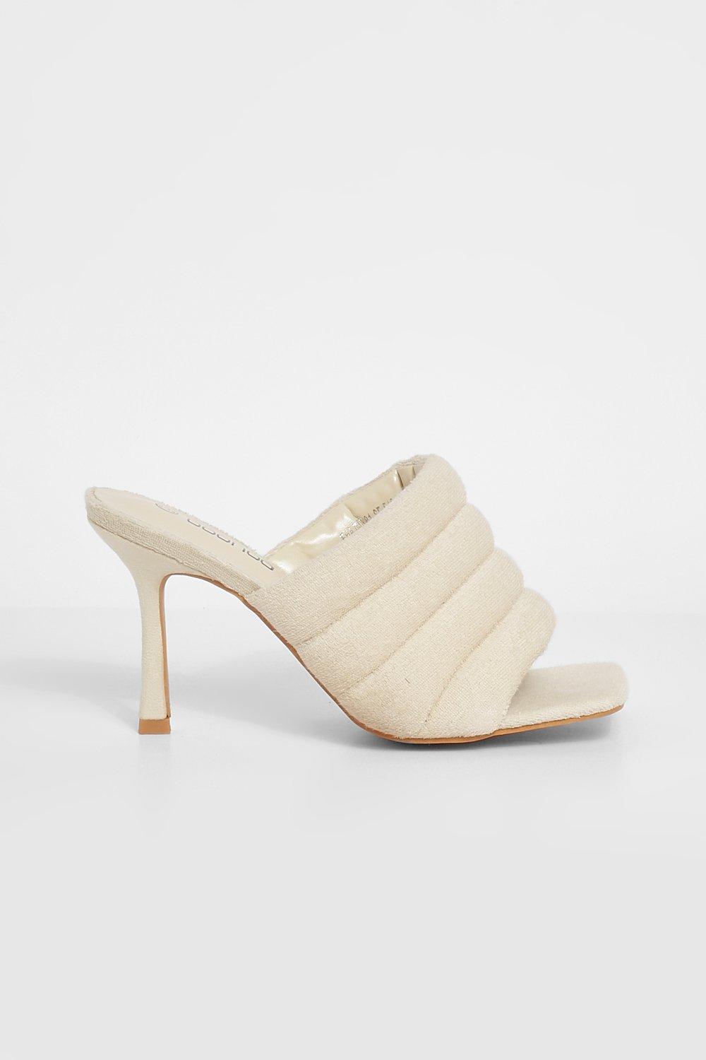 Wide Fit Padded Towelling Mule boohoo