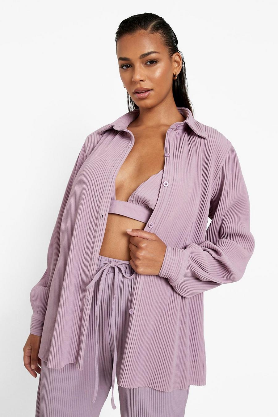 Lilac Premium Plisse Relaxed Fit Shirt image number 1