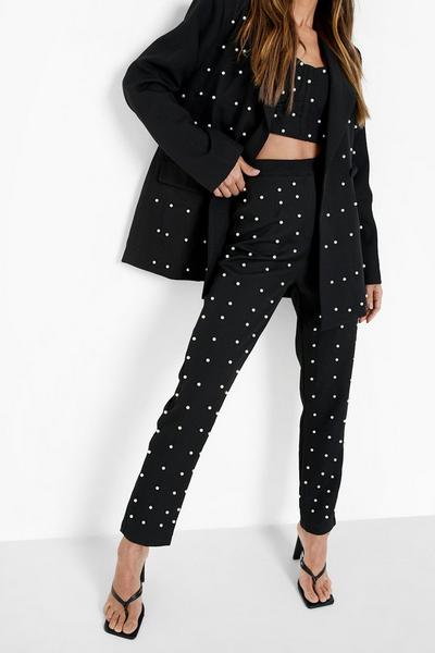 boohoo  Pearl Detail Tailored Trousers