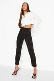 Black Belted Seam Front Tailored Trousers