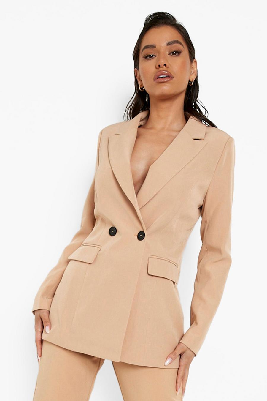 Camel beis Tailored Relaxed Fit Mansy Blazer