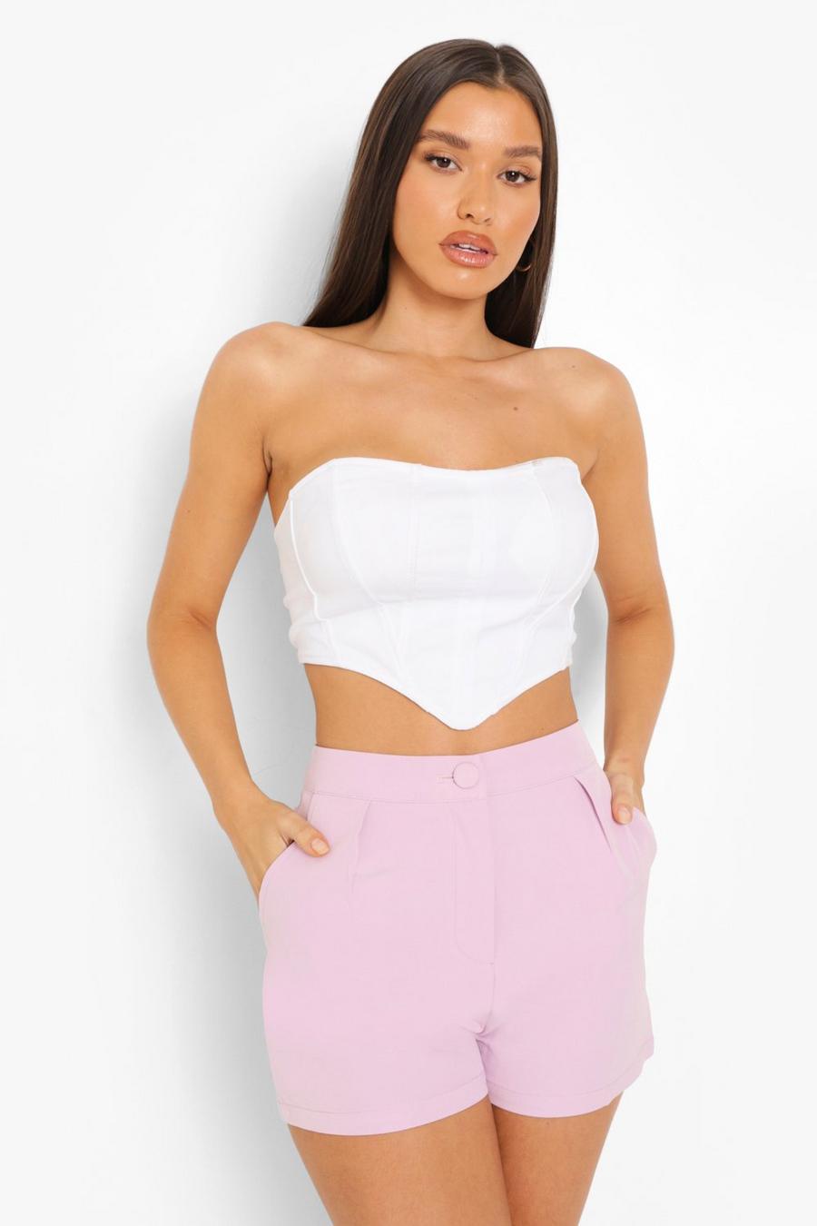 Lilac Tailored Pleat Front Shorts image number 1