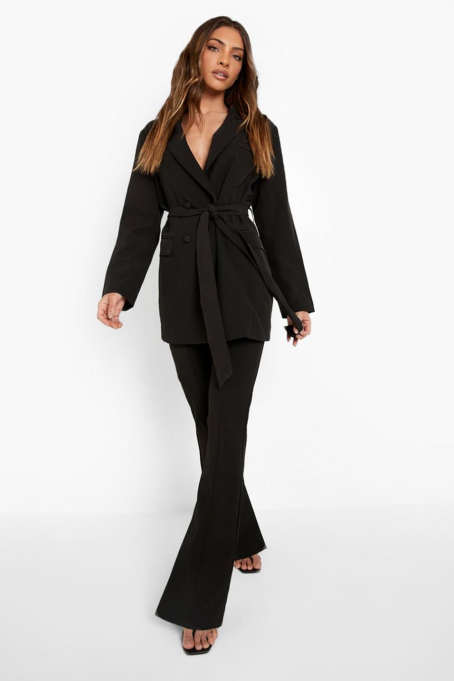 Black Split Side Pin Tuck Front Tailored Trousers image number 1